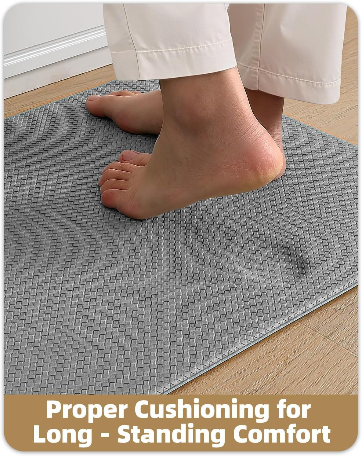 Color G Kitchen Rugs, Kitchen Rug Set 2 Piece Kitchen Runner Rug Kitchen Floor Mat, Cushioned anti Fatigue Kitchen Mat Non Skid Waterproof Comfort Standing Kitchen Rug, 17"X29"+17"X59", Grey